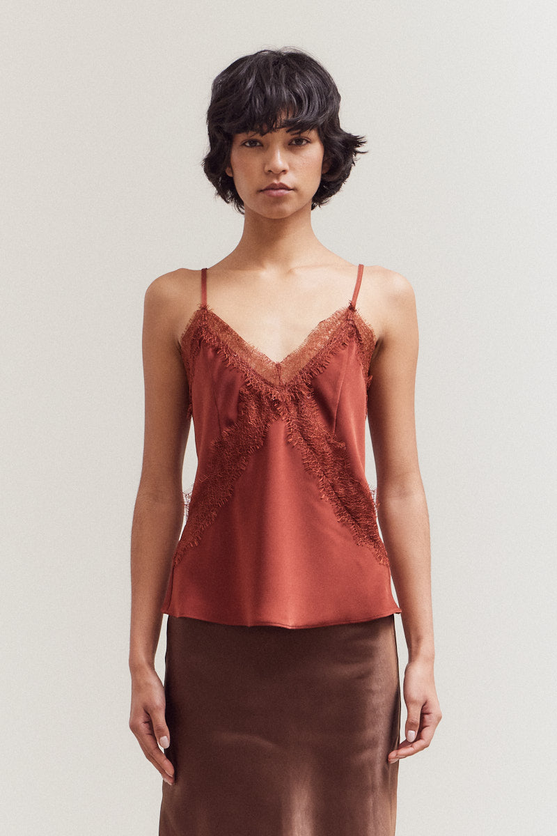 Lace Detail Spaghetti Tank Top