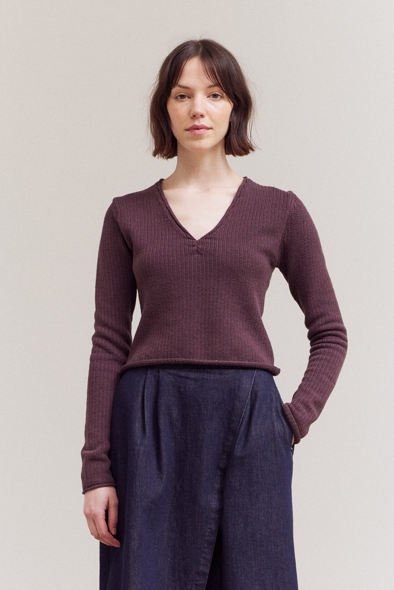 Front Knotted V-Neck Top