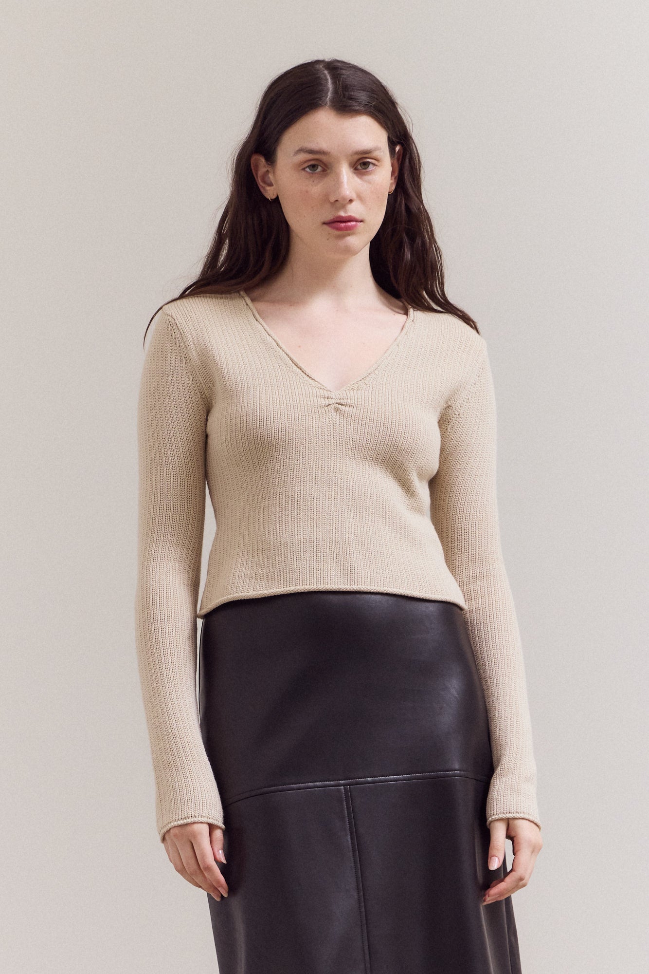 Front Knotted V-Neck Top