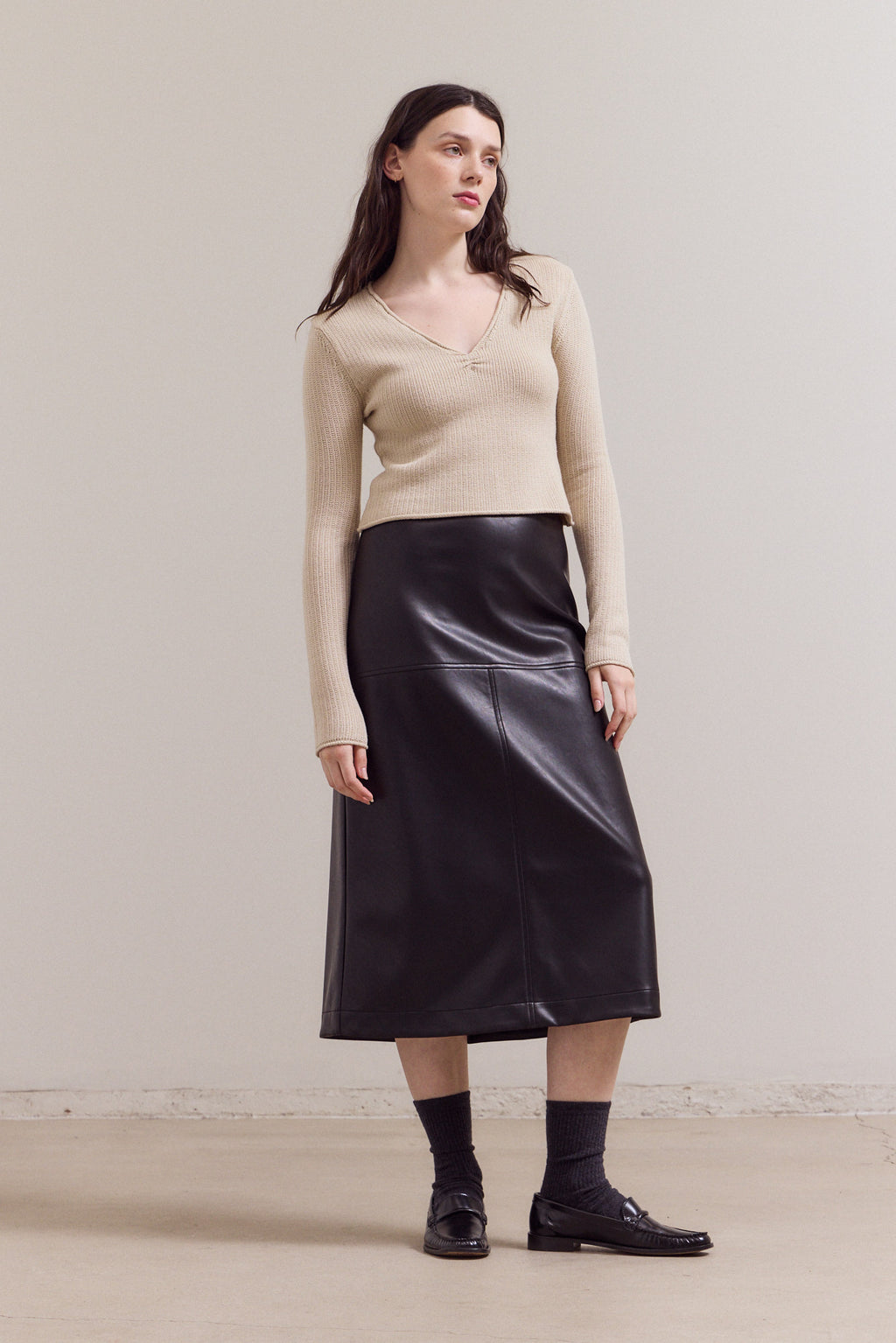 Front Knotted V-Neck Top