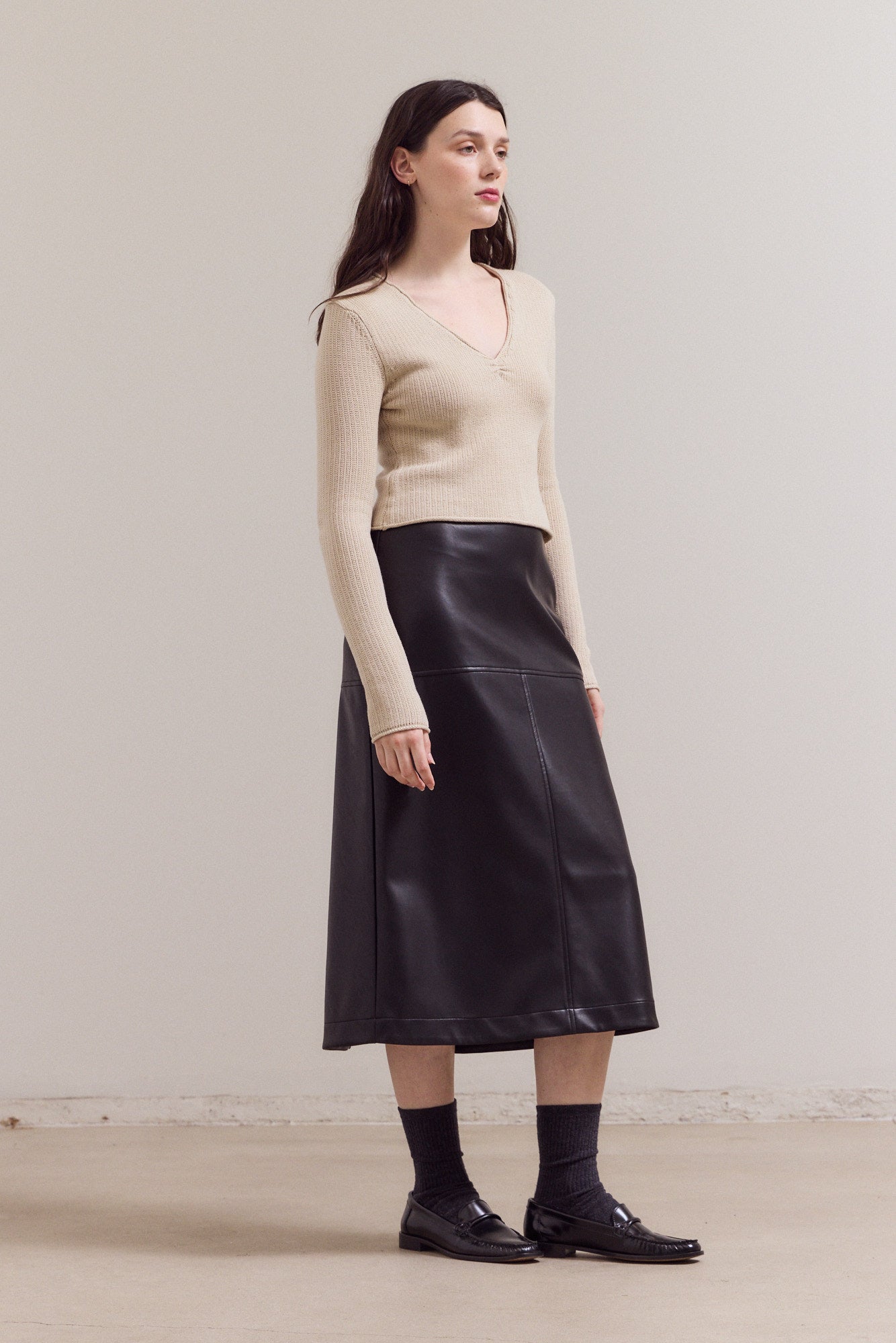 Front Knotted V-Neck Top