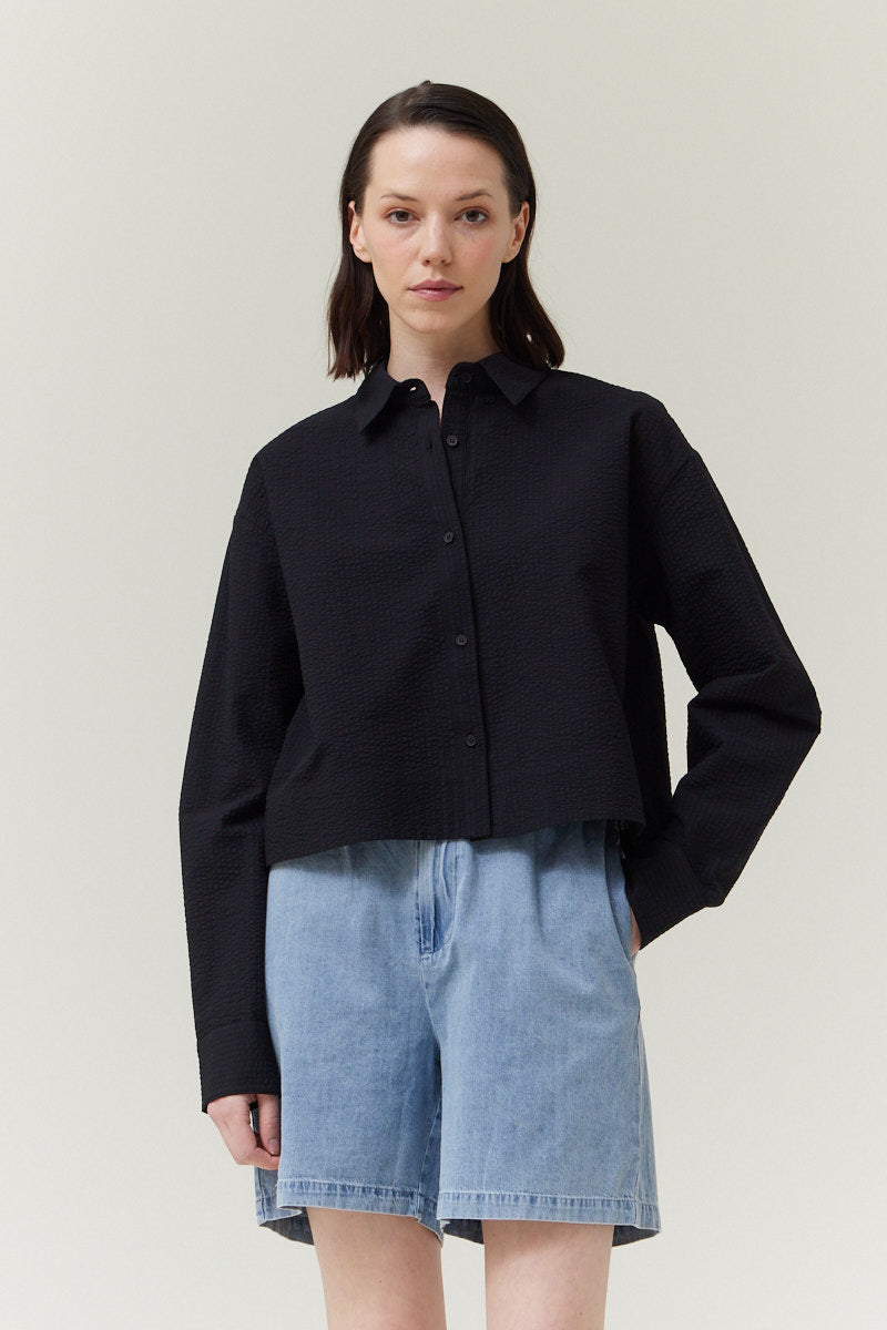 Textured Crop Shirt