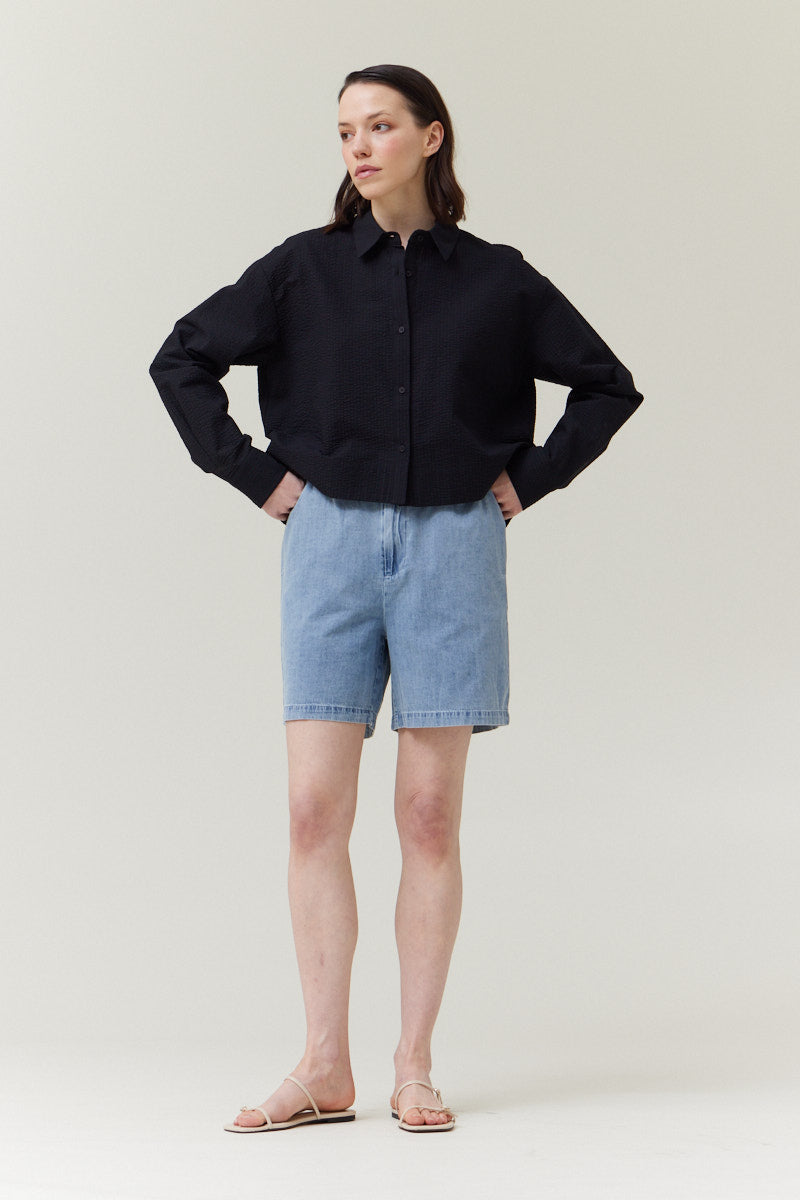 Textured Crop Shirt