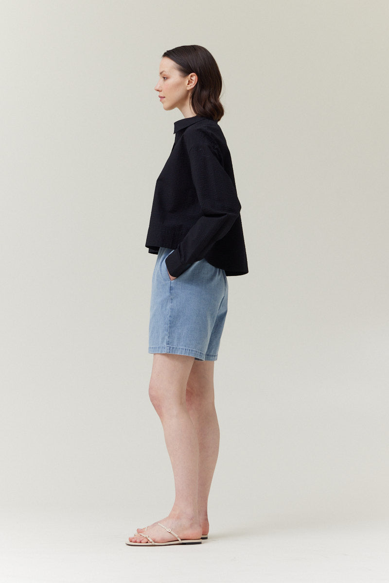 Textured Crop Shirt