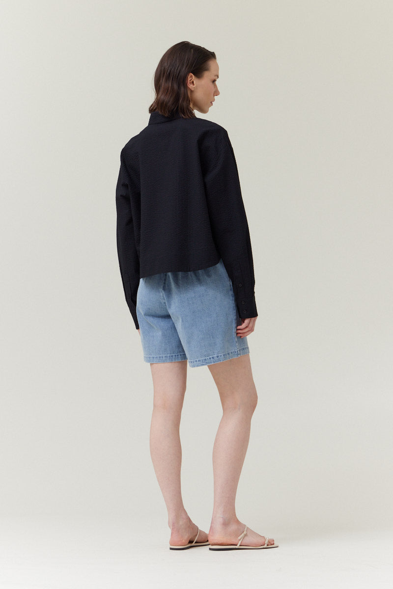 Textured Crop Shirt