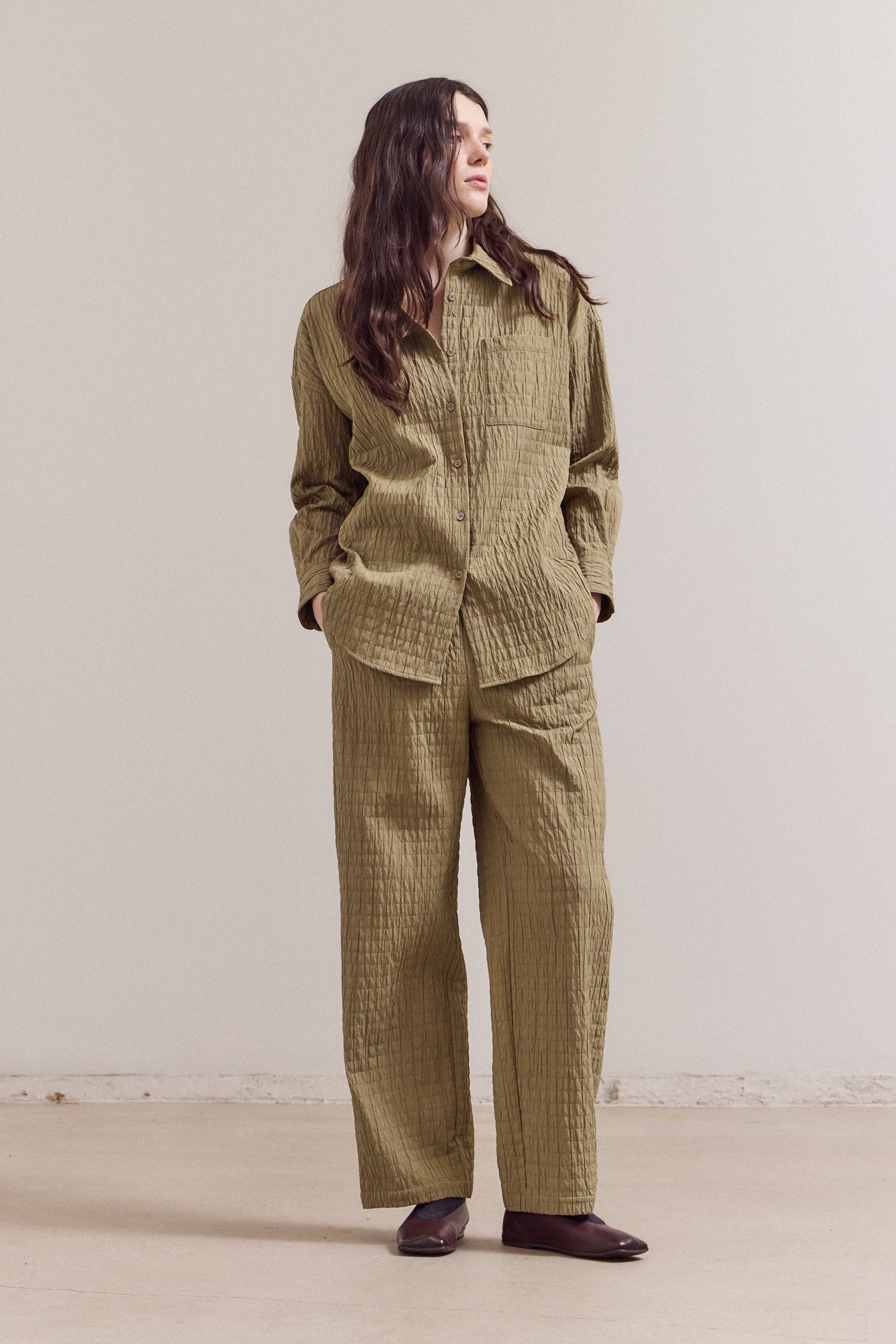 Bading Wasitband Seer Pants