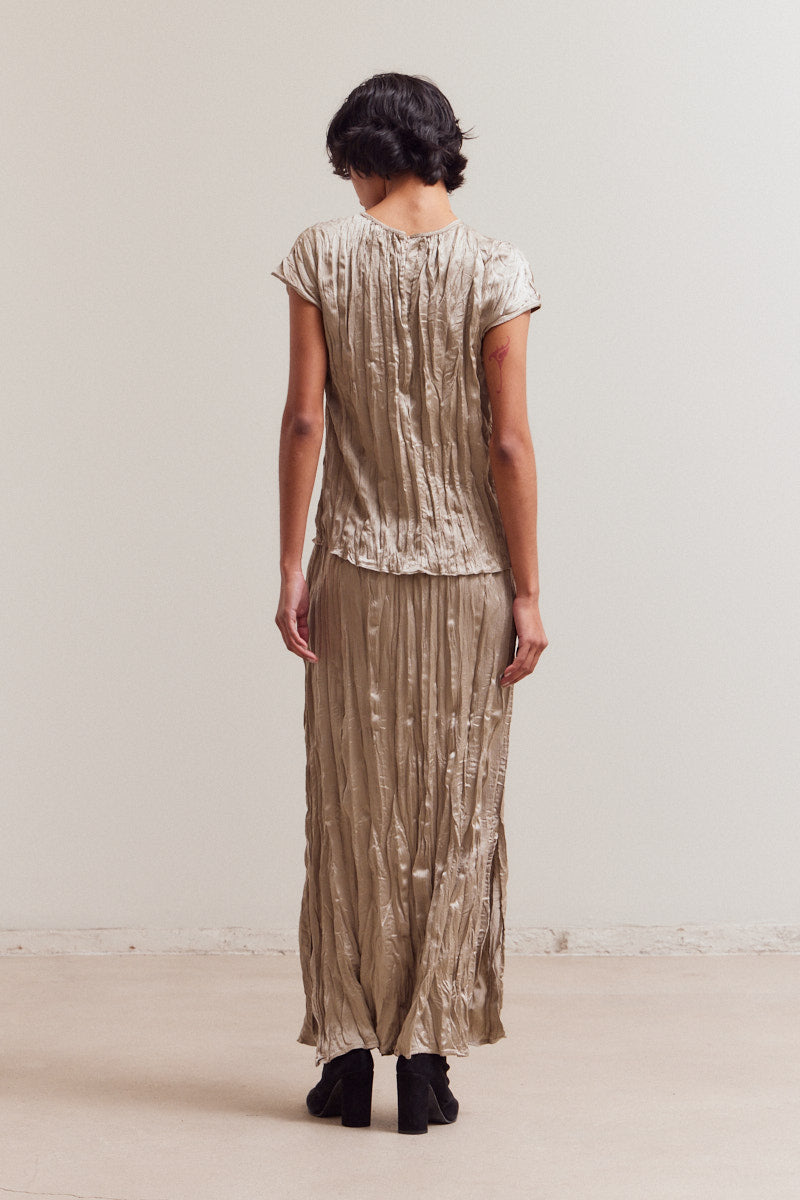 Pleated Wrinkle Satin Top