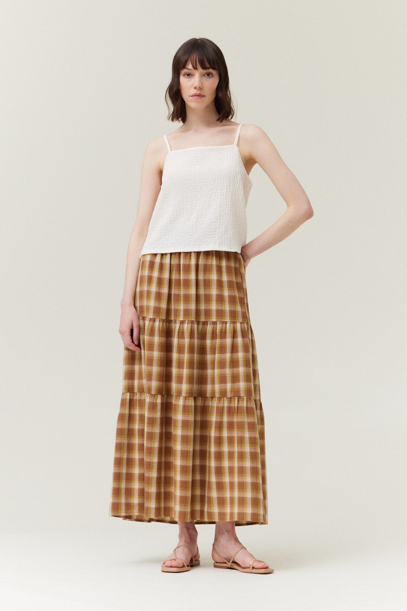 Straight Neckline Spaghetti Tank Top in Cream