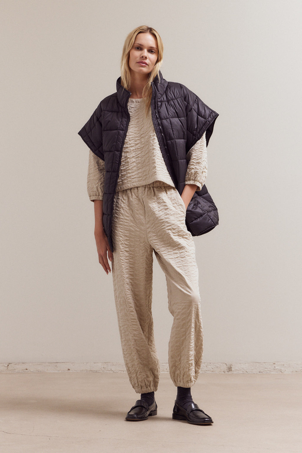 High Neck Zip Up Quilting Padded Vest