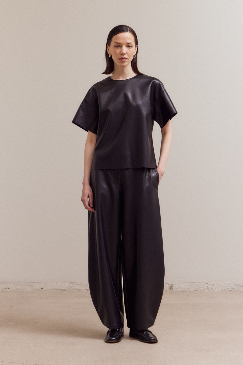 Vegan Leather Loose Fit Top