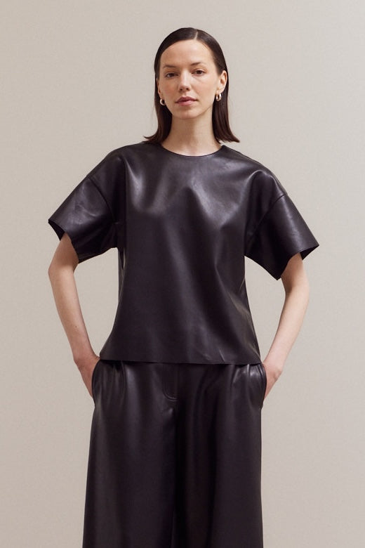 Vegan Leather Loose Fit Top
