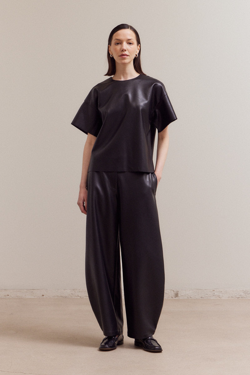 Loose Fit Vegan Leather Pants