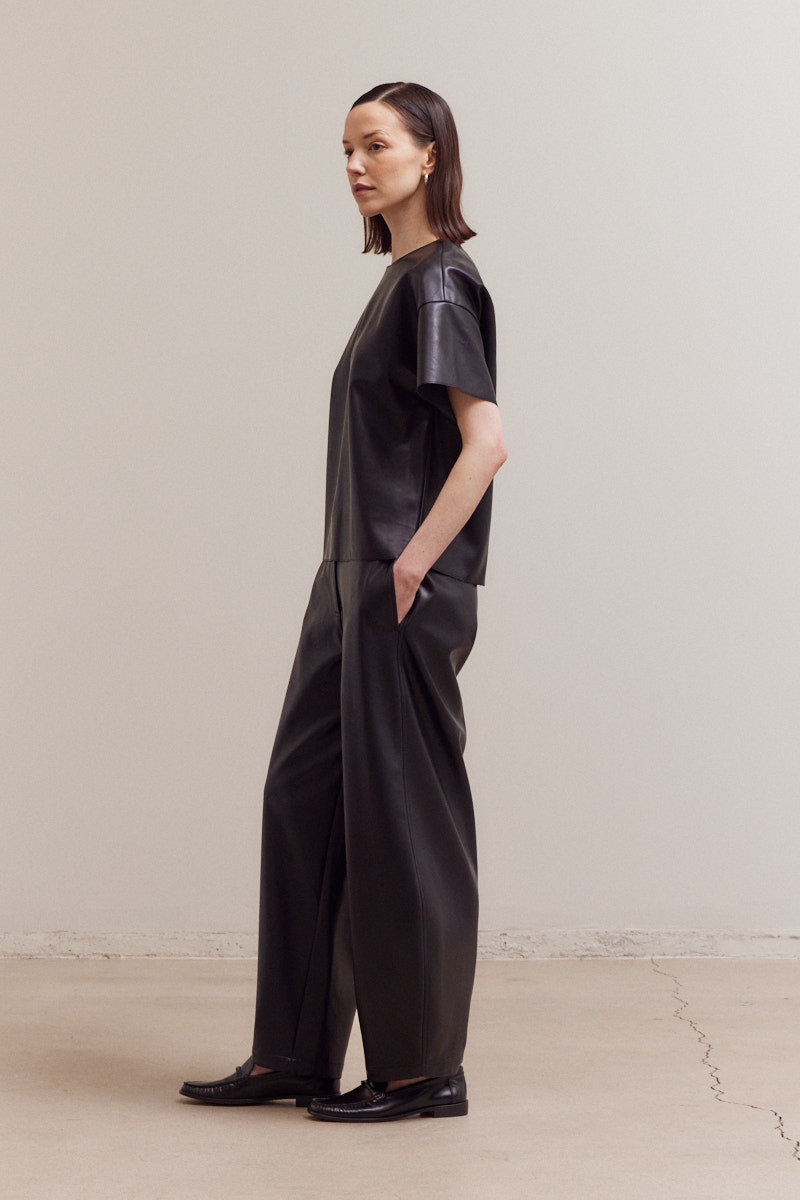 Loose Fit Vegan Leather Pants