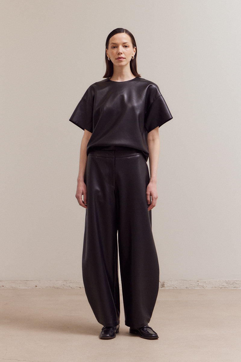 Loose Fit Vegan Leather Pants