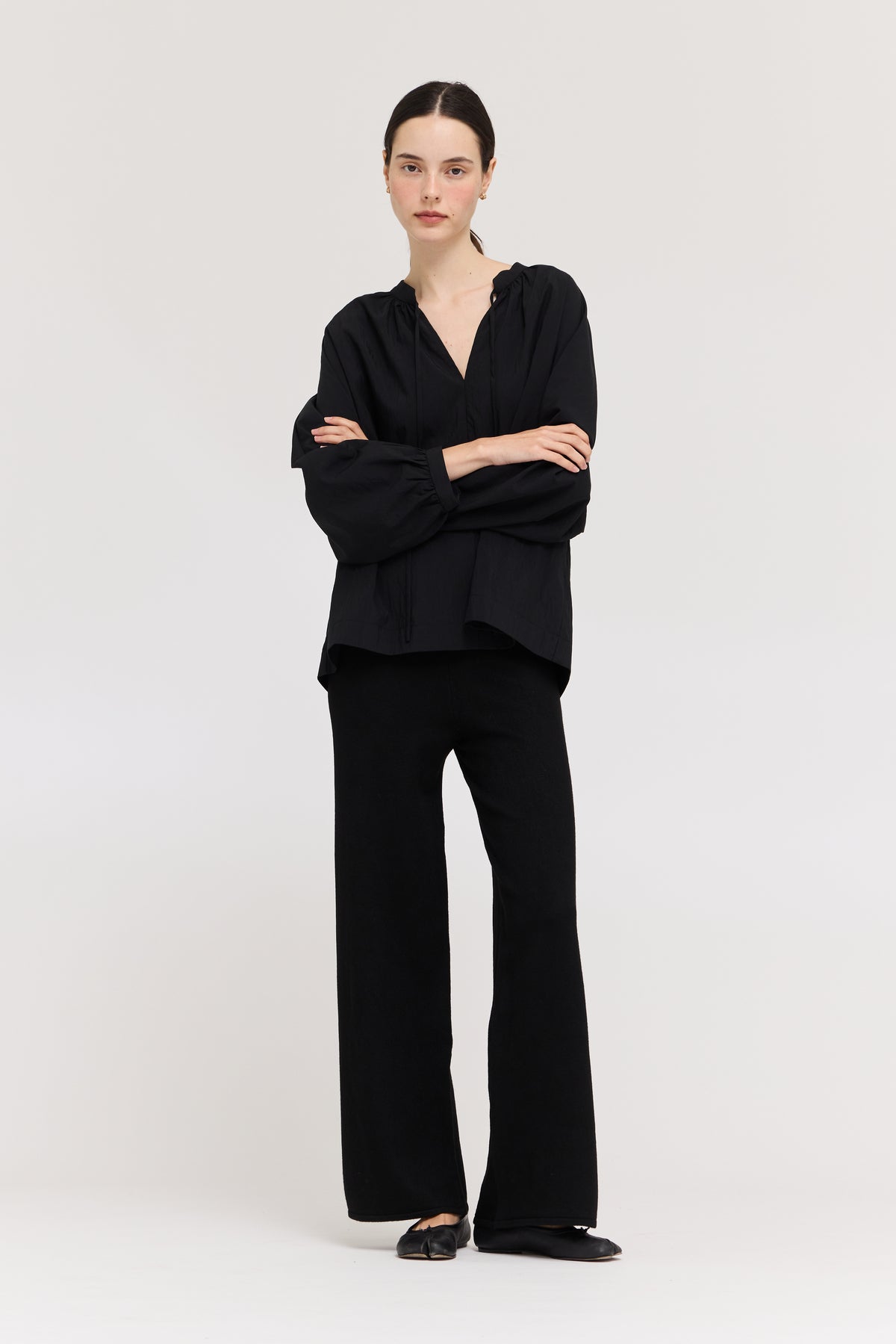 Tencel Tied Blouse in Black