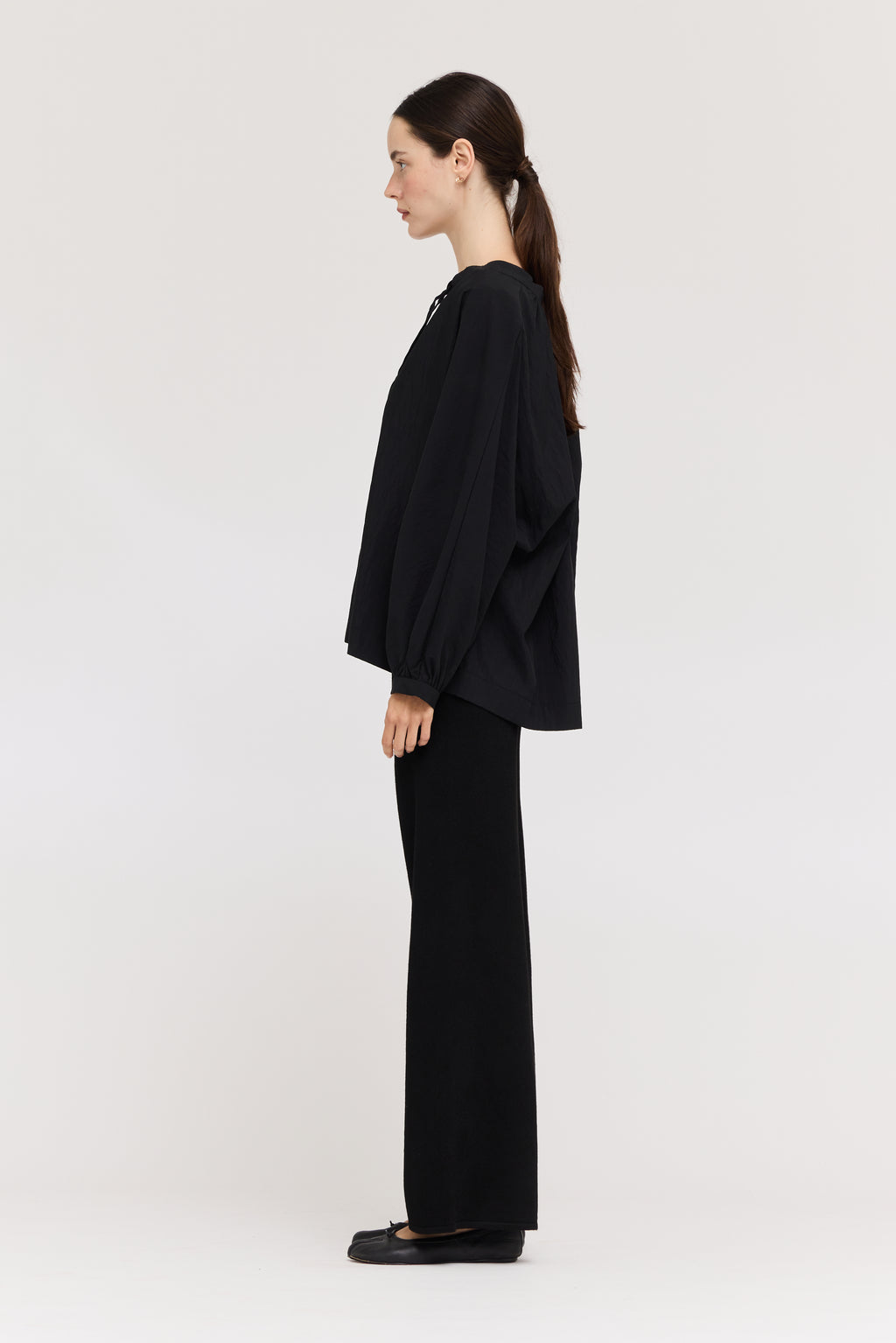 Tencel Tied Blouse in Black