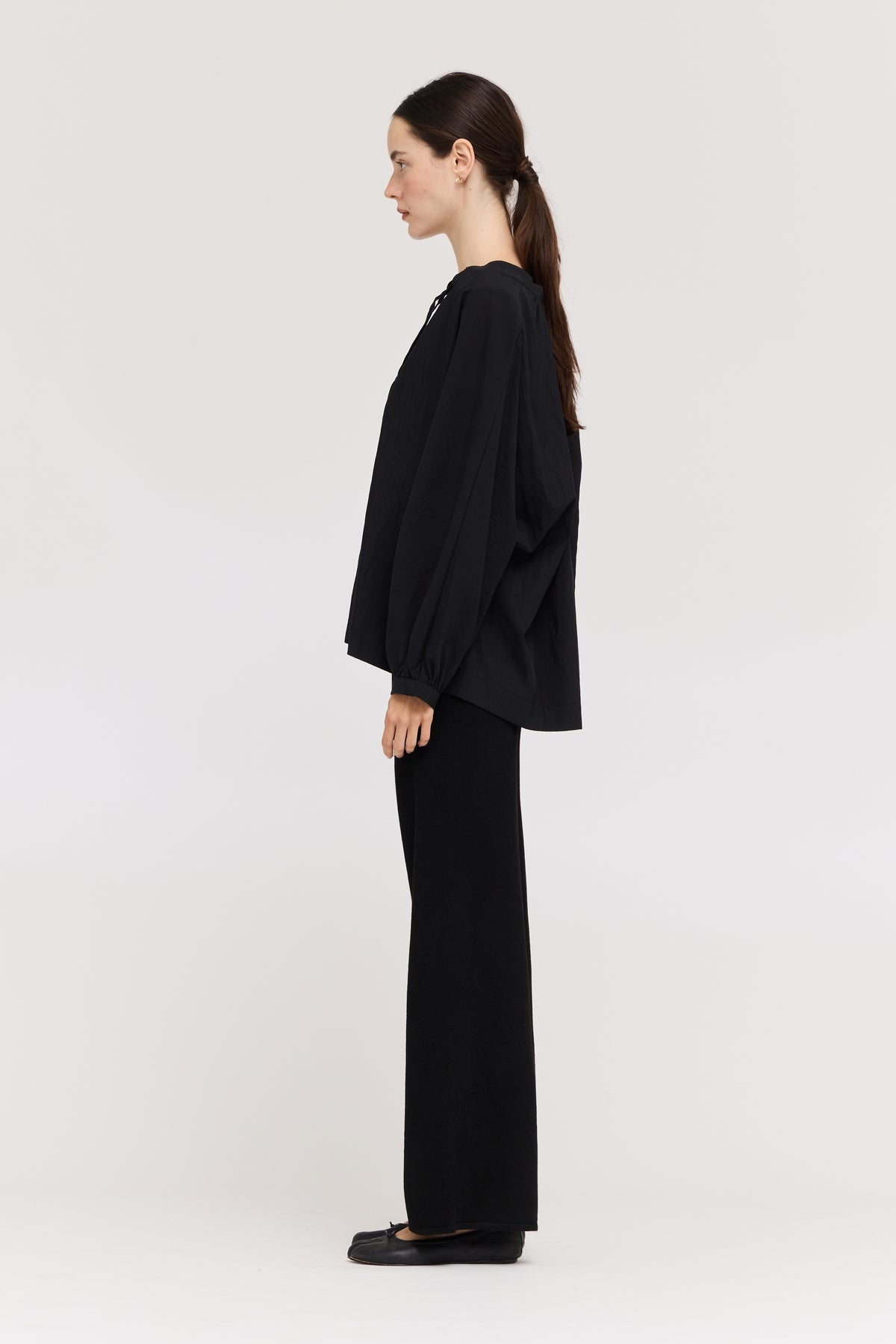 Tencel Tied Blouse in Black