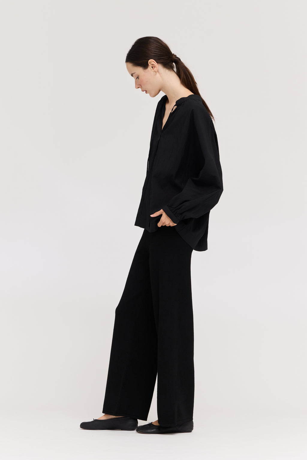 Tencel Tied Blouse in Black