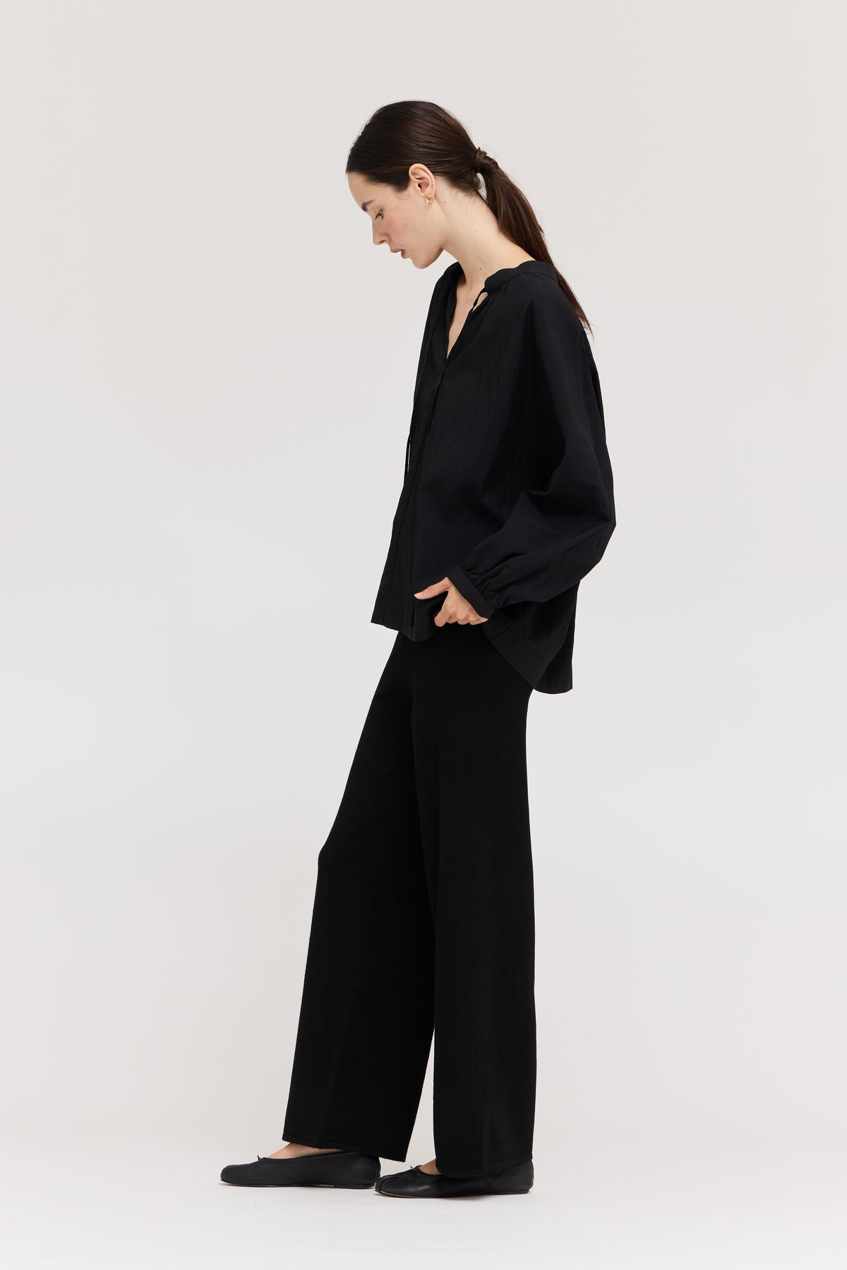 Tencel Tied Blouse in Black