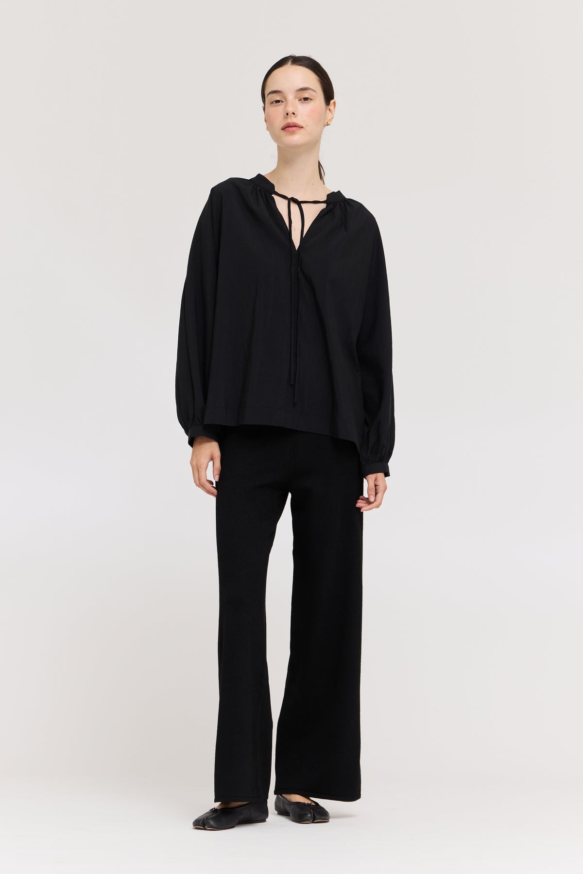 Tencel Tied Blouse in Black