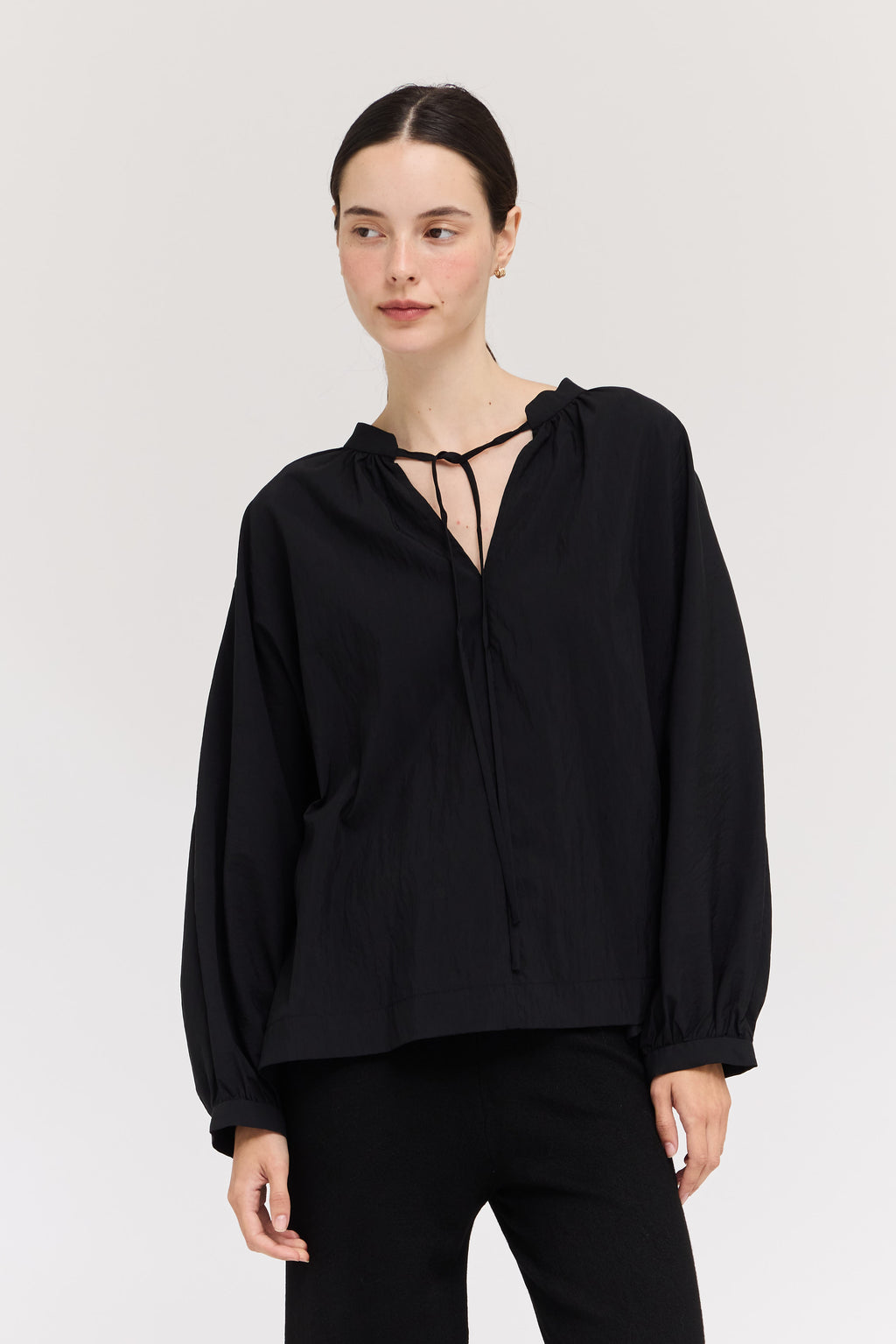 Tencel Tied Blouse in Black
