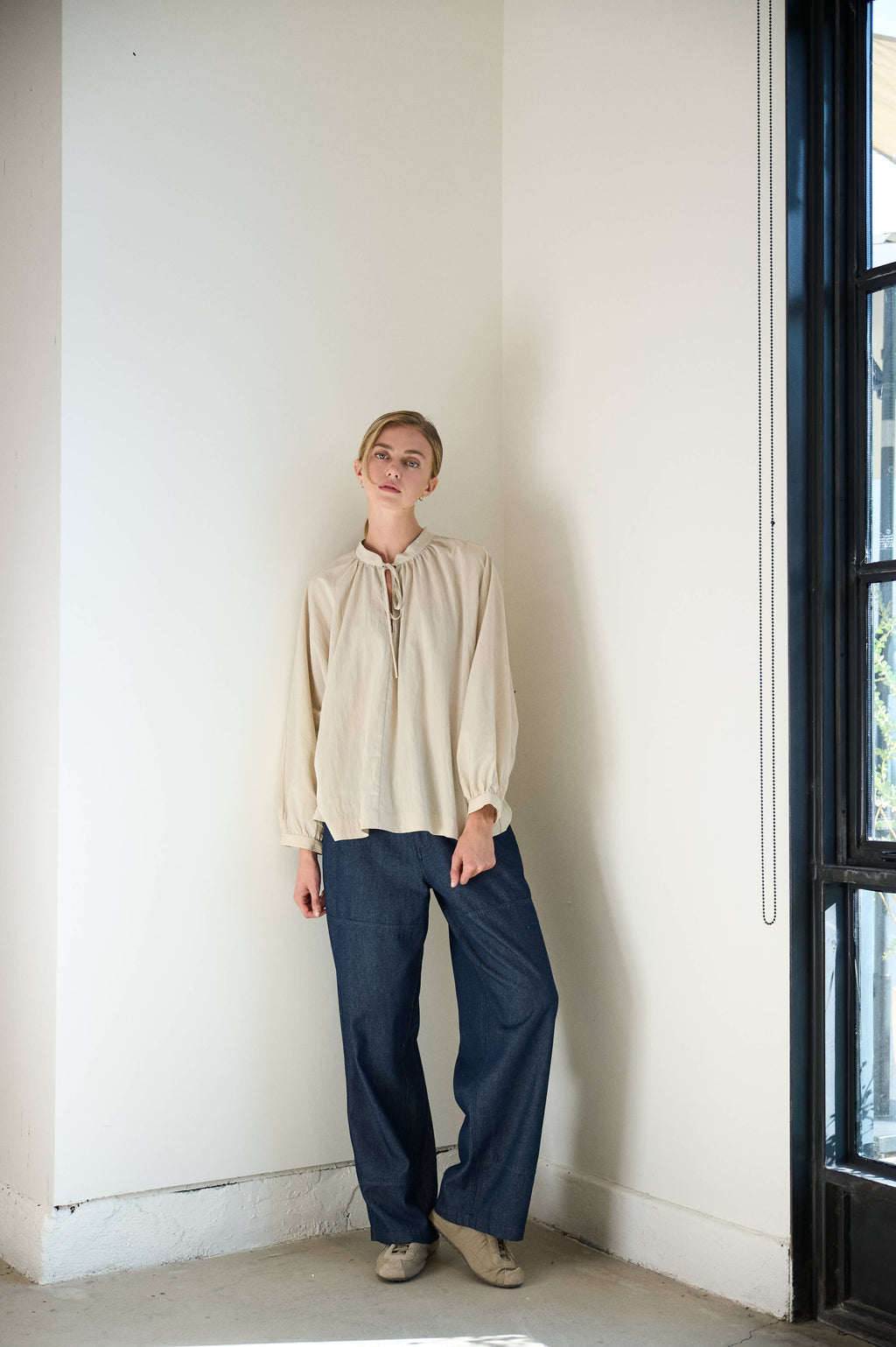Tencel Tied Blouse in Ecru