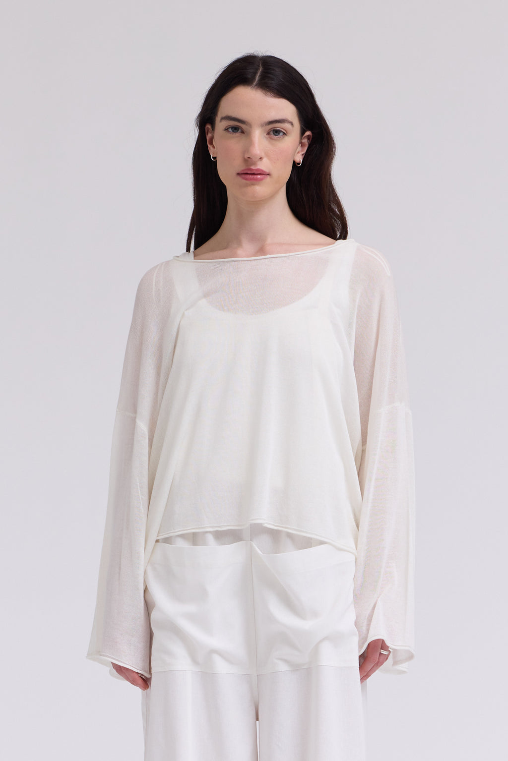 Linen Pullover Sweater in Ivory