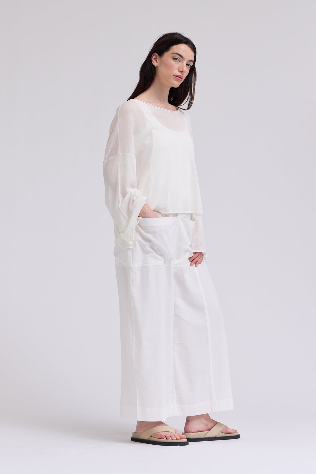 Linen Pullover Sweater in Ivory