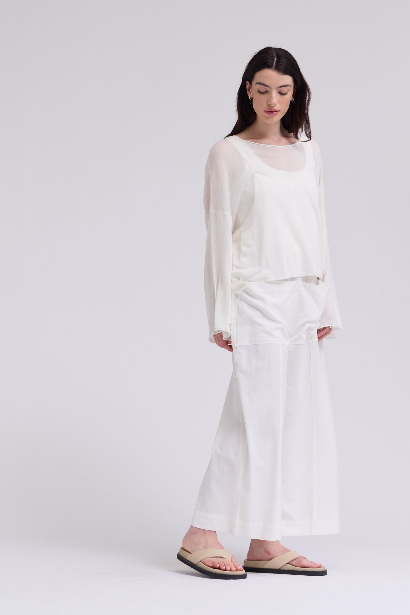 Linen Pullover Sweater in Ivory