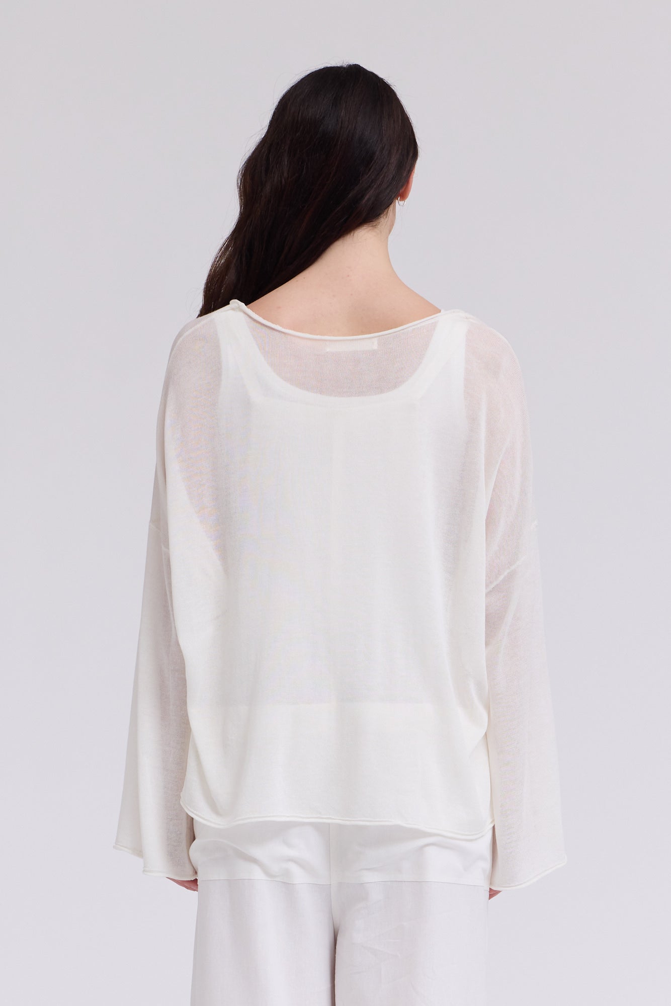 Linen Pullover Sweater in Ivory