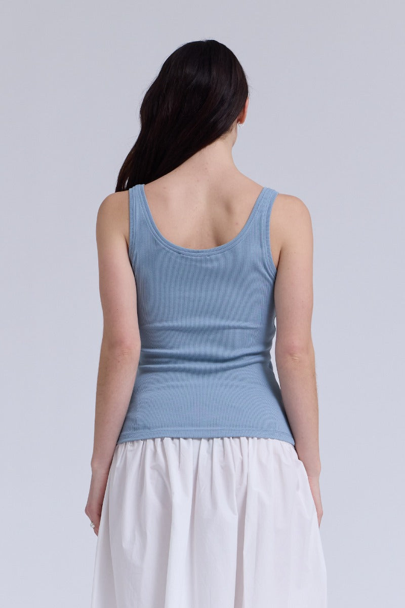 Basic Jersey Tank Top in Pale Blue