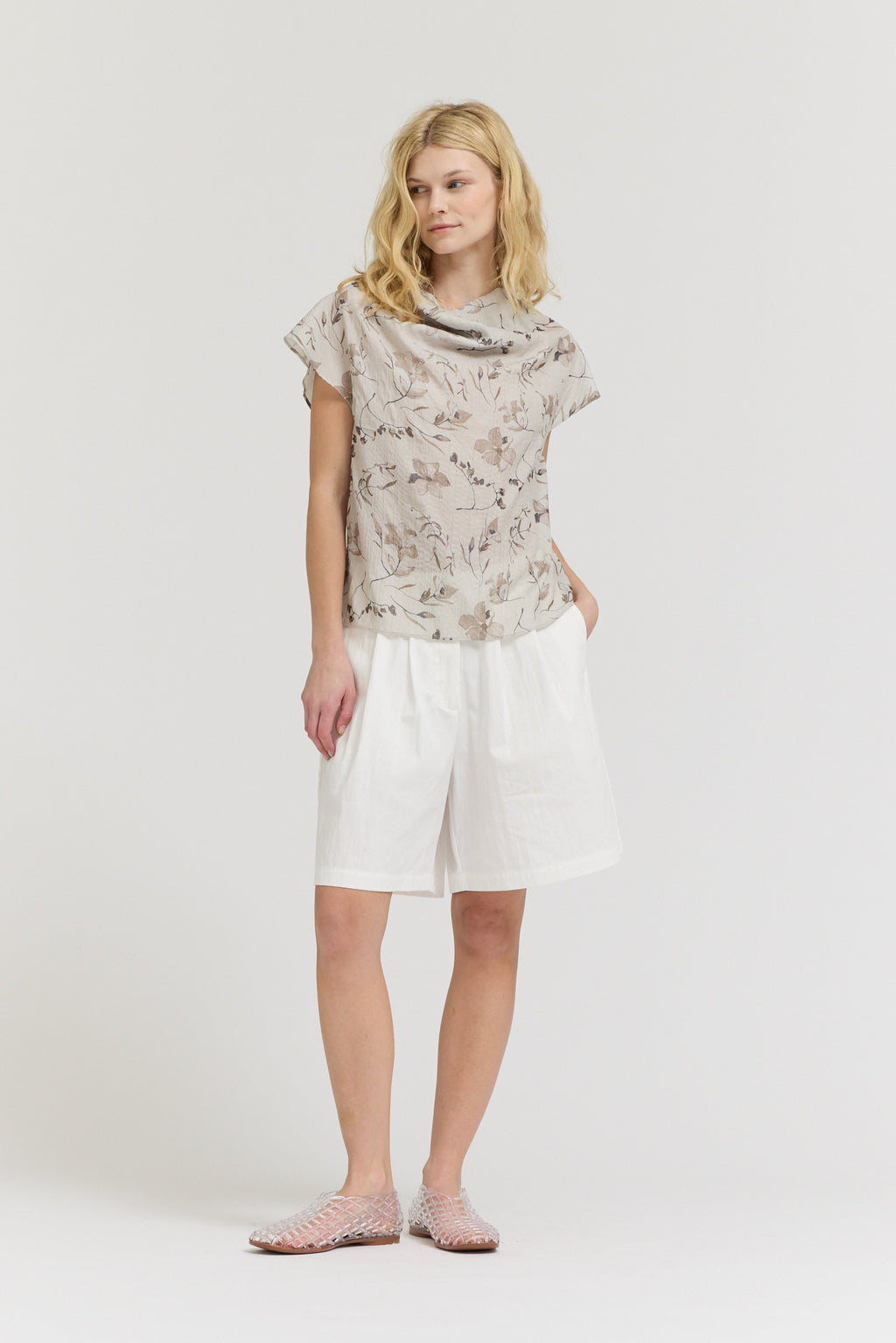 Cowl Neck Cap Sleeve Top