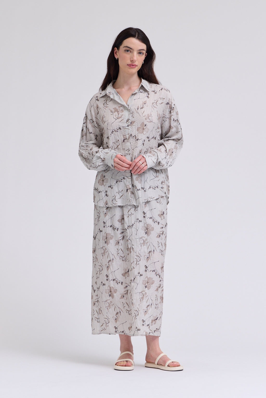 Button Up Print Shirt in Haze