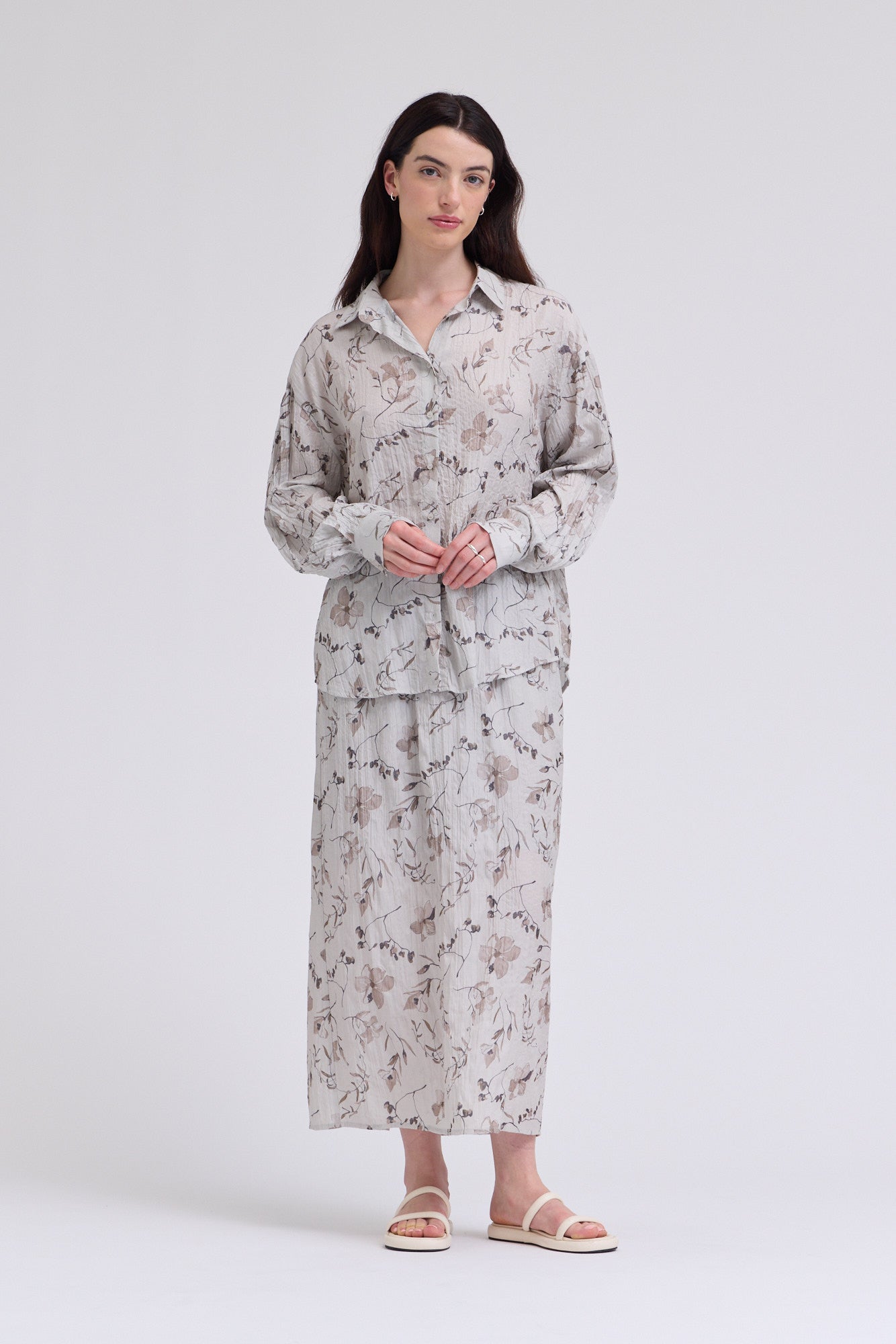 Button Up Print Shirt in Haze