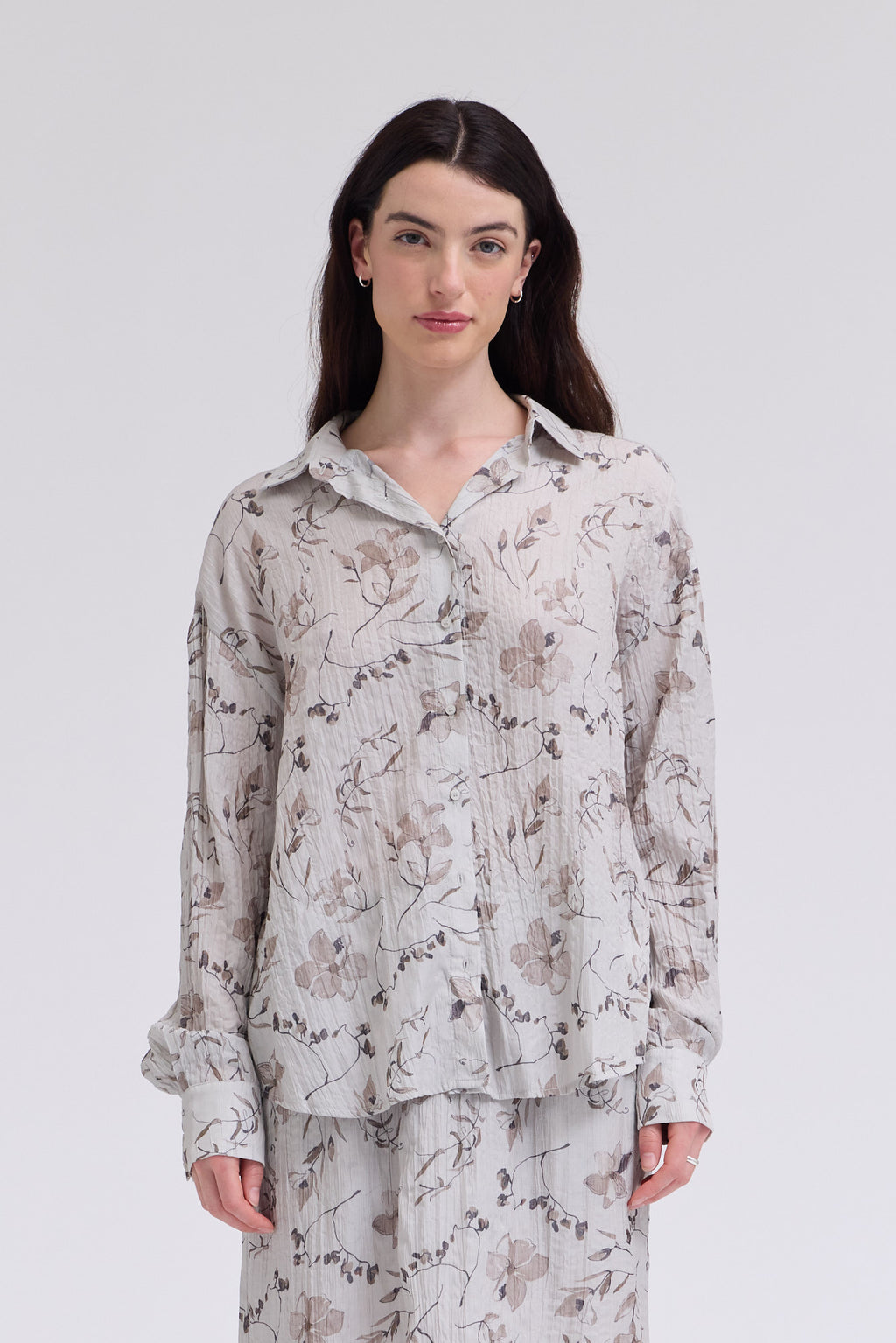 Button Up Print Shirt in Haze