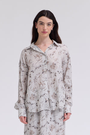 Button Up Print Shirt in Haze