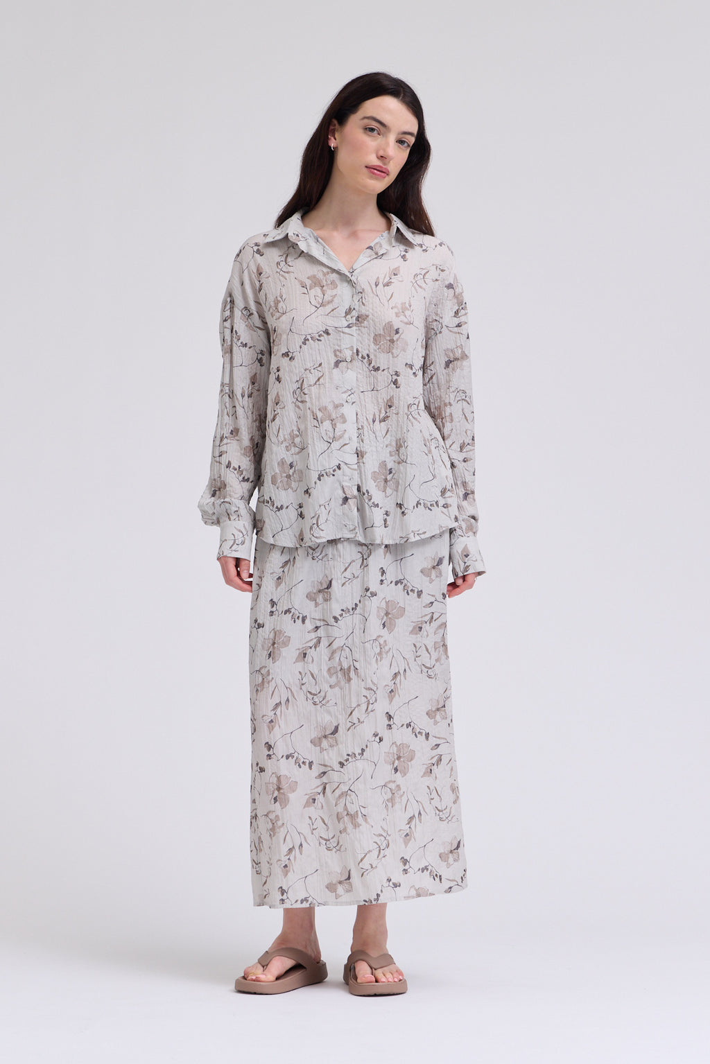 Button Up Print Shirt in Haze