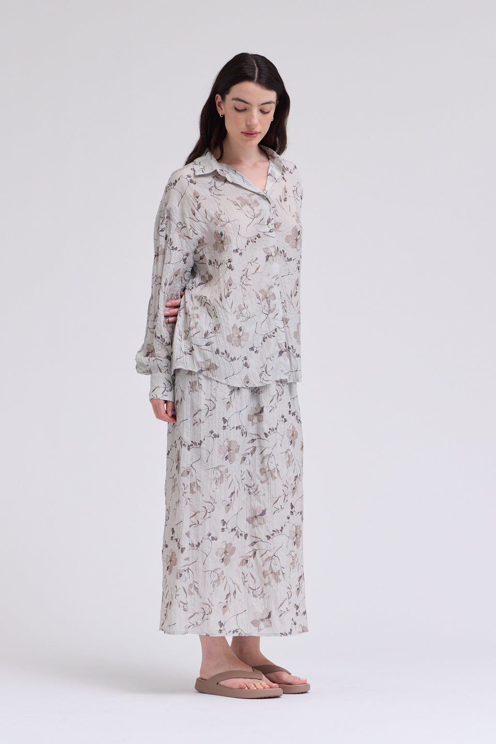 Button Up Print Shirt in Haze