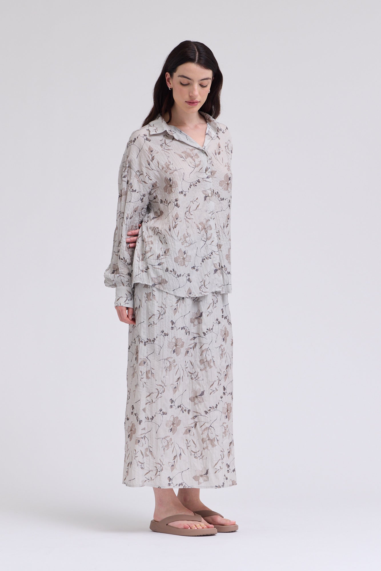 Button Up Print Shirt in Haze