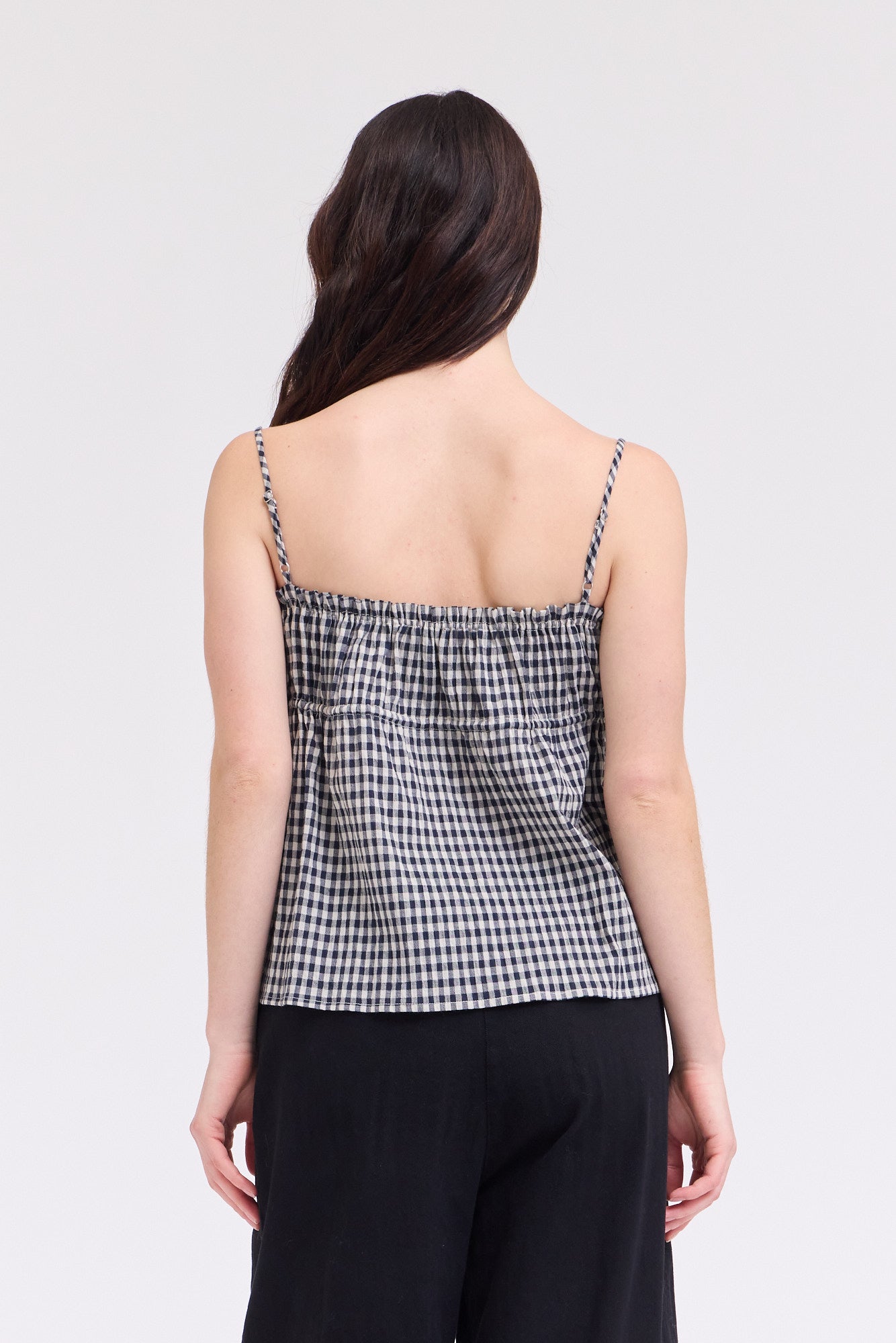 Crop Shirred Bust Tank Top in Midnight