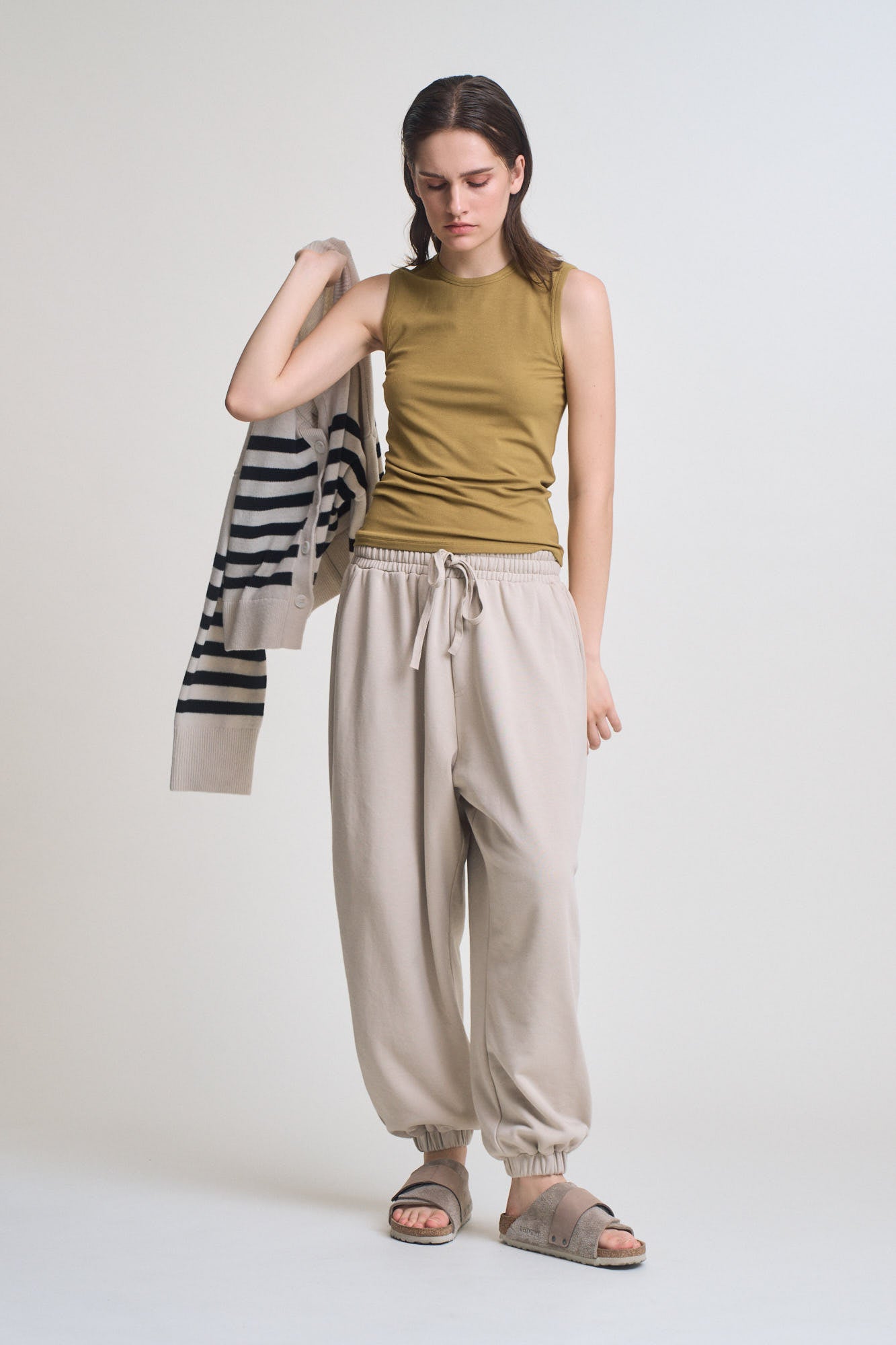 Wide Shoulder Tank in Moss