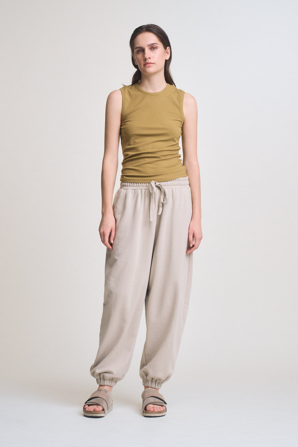 Wide Shoulder Tank in Moss