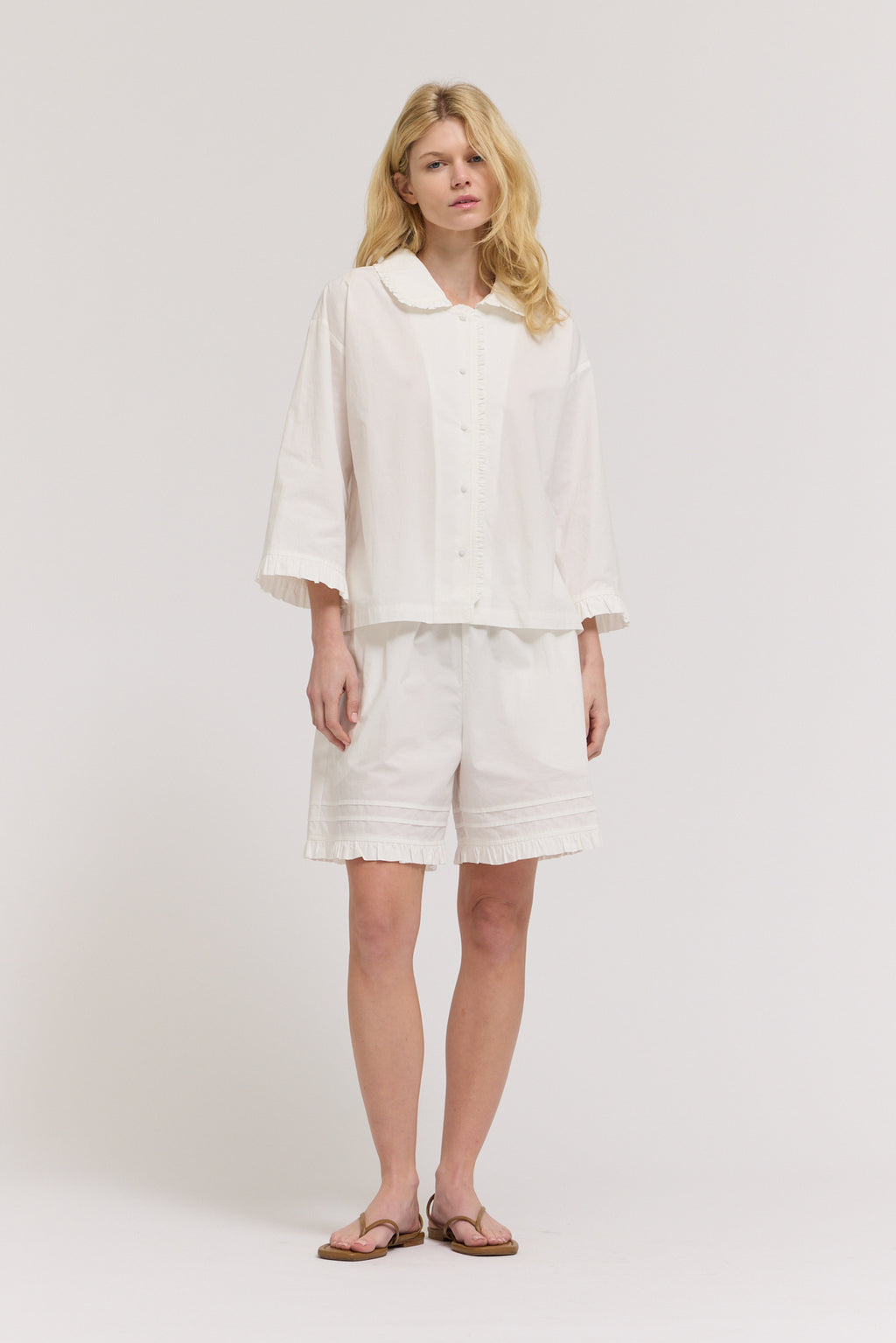 Ruffe Pleat Sleeve Shirt