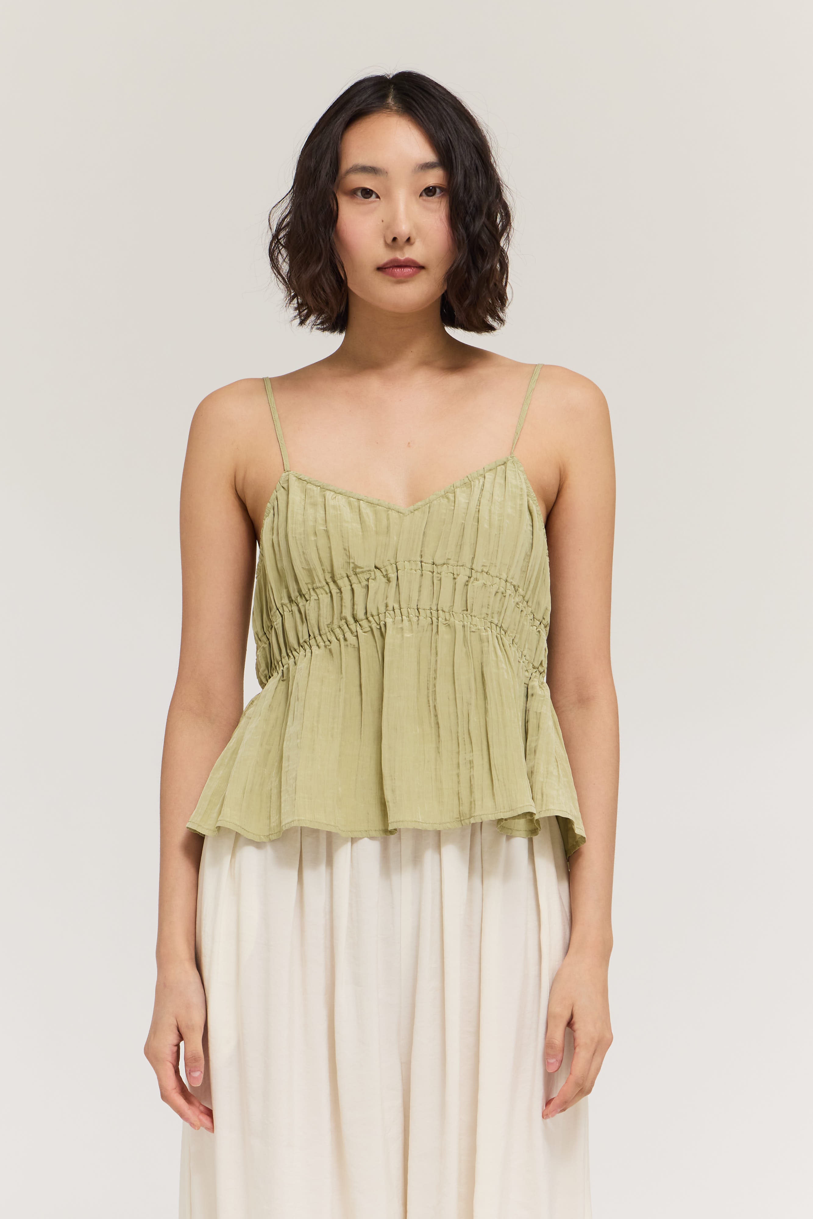 Crinkle Smock Tank in Spray Green