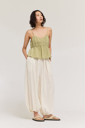 Crinkle Smock Tank in Spray Green