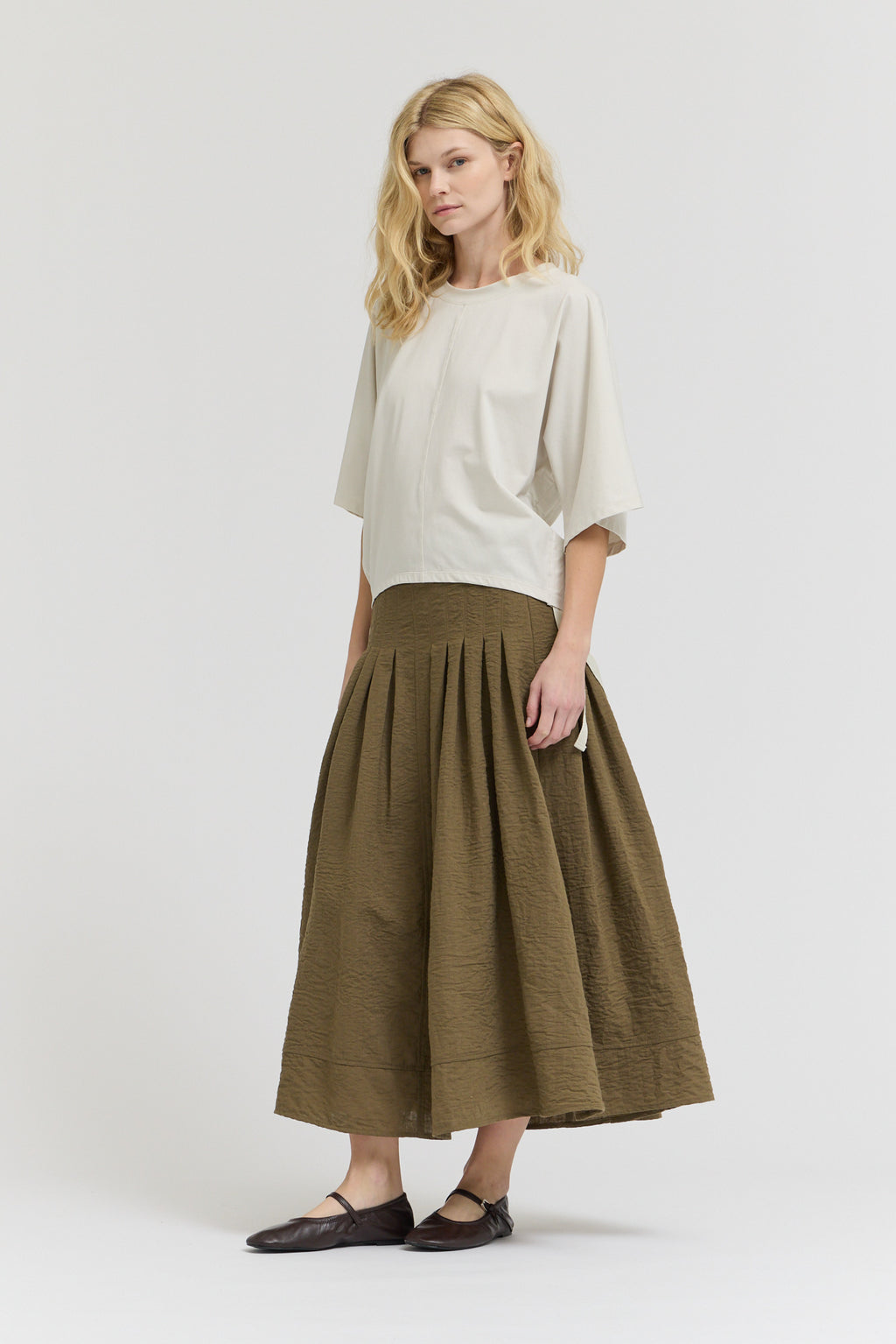 Drop Shoulder Short Sleeve Jersey Top in Cloud