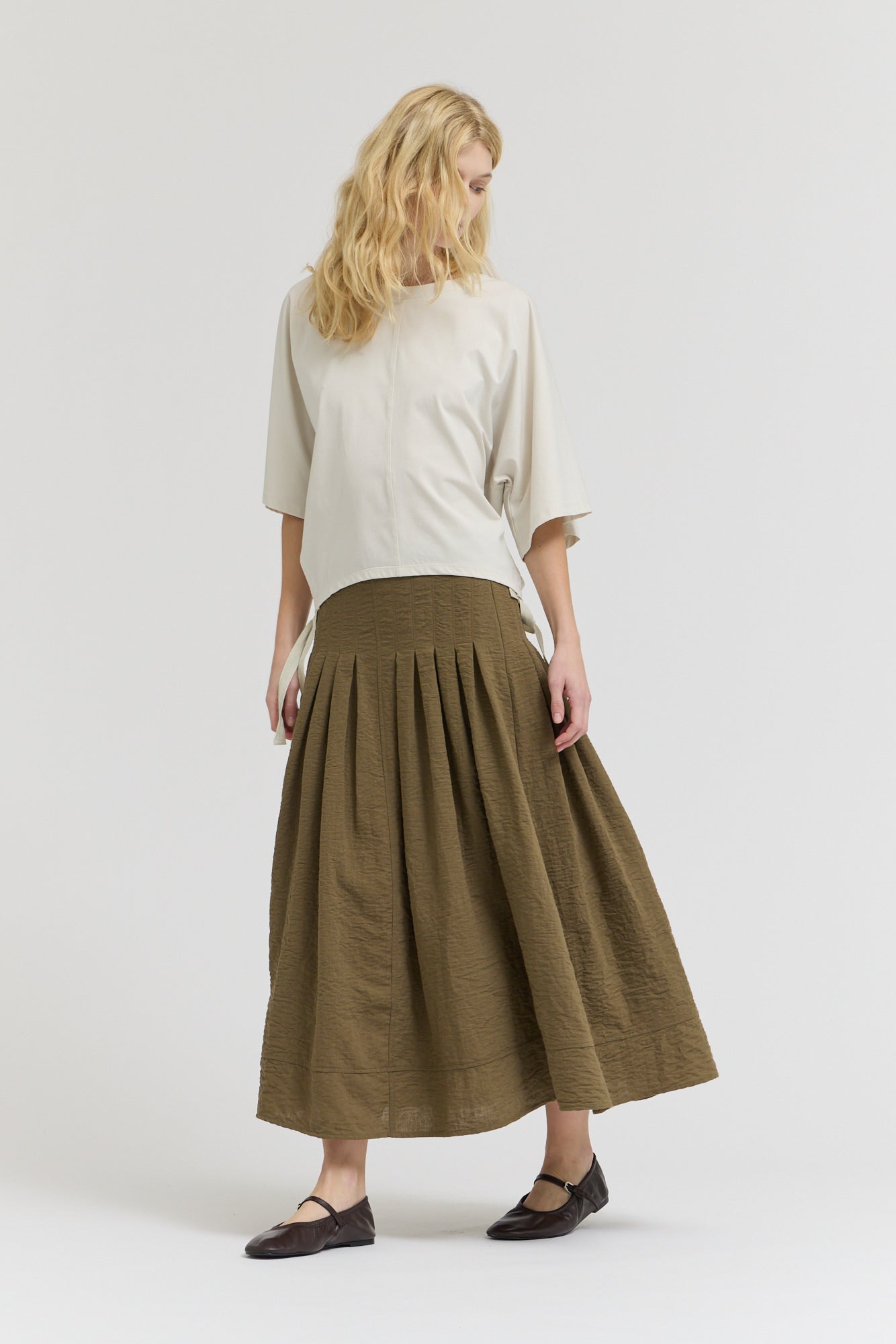 Drop Shoulder Short Sleeve Jersey Top in Cloud