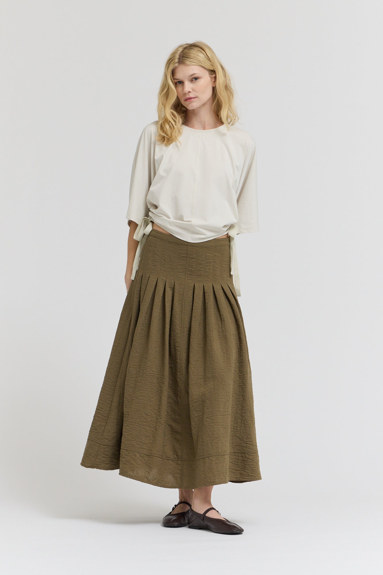 Drop Shoulder Short Sleeve Jersey Top in Cloud