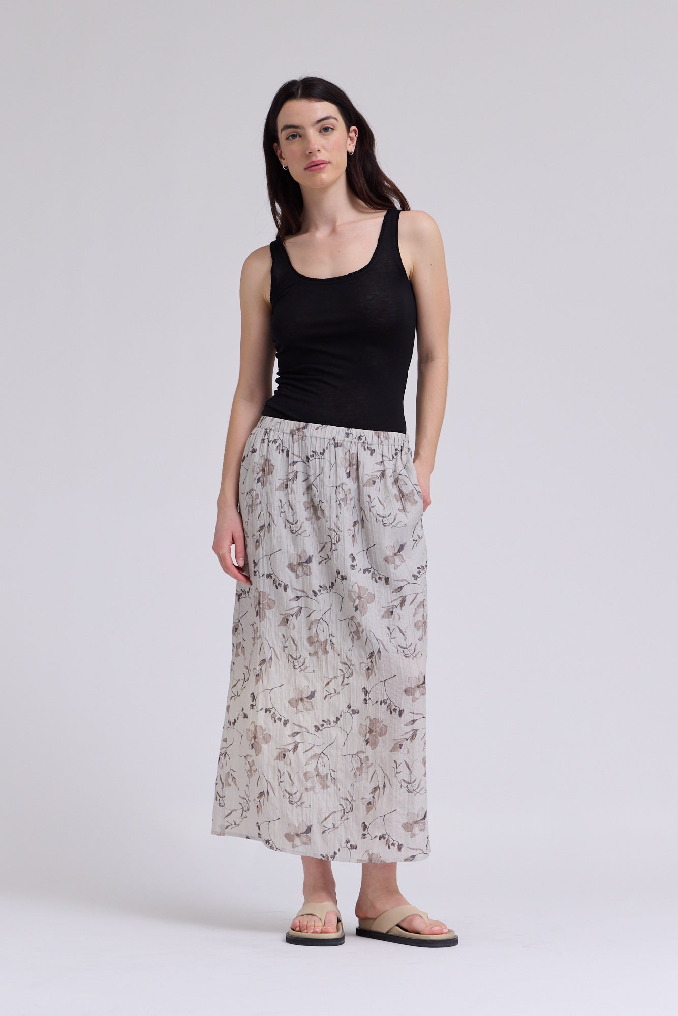 Banding Waist Printed Skirt in Haze
