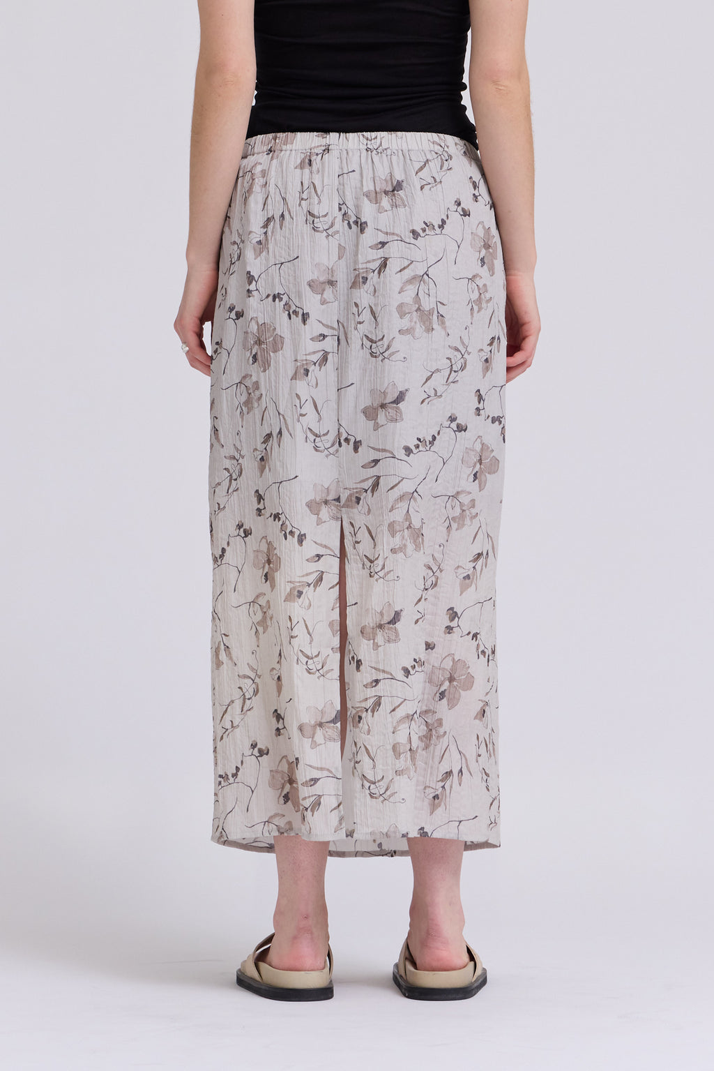 Banding Waist Printed Skirt in Haze